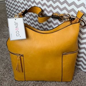 Mustard vegan leather hobo bag